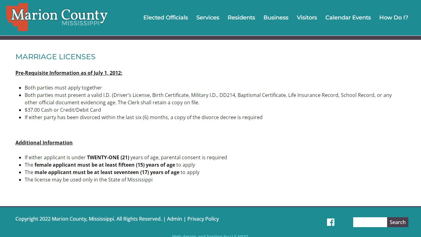 Marriage Licenses | Marion County, MS