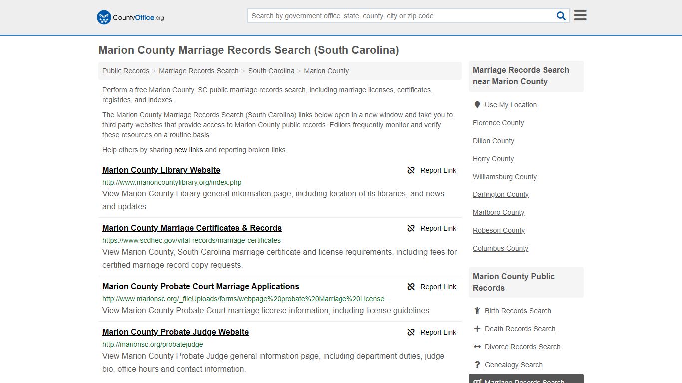 Marriage Records Search - Marion County, SC (Marriage Licenses ...